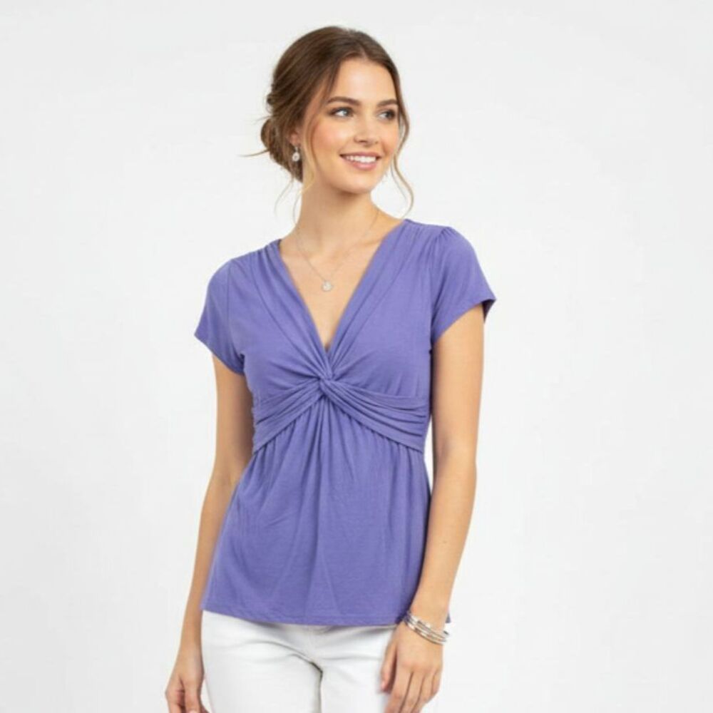 Boden Purple Short Sleeve Twist Bodice Top 2